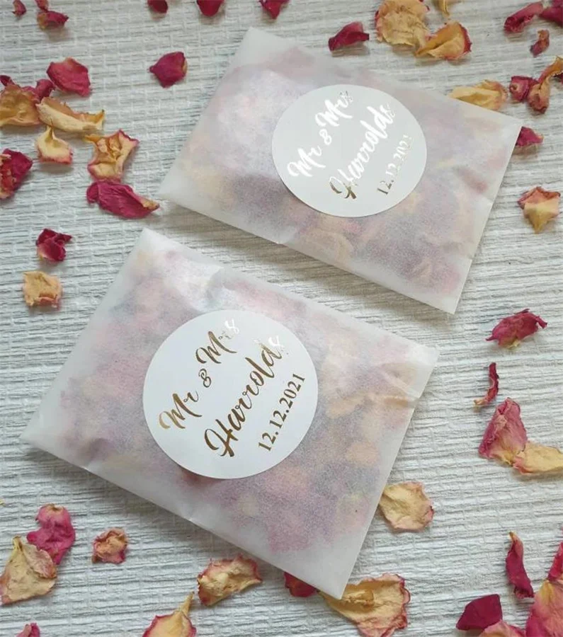 

25PCS Biodegradable Confetti. FOIL STICKERS Pre filled packets. Wedding confetti. Petal confetti. Frosted Packets. Confetti pack