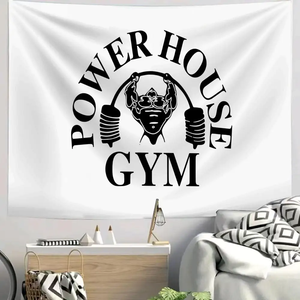 P-Power H-House Tapestry Custom Living Bedroom Party Dormitory Interior Wall Bohemian Decoration Attached Clip