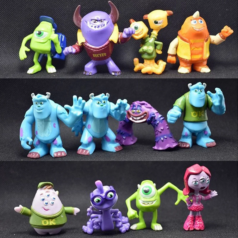 12Pcs/Lot Monsters University Inc. James P. Sullivan Michael Wozosky Cartoon Cute Model Gift Anime Pvc Kawaii Action Figure Toys