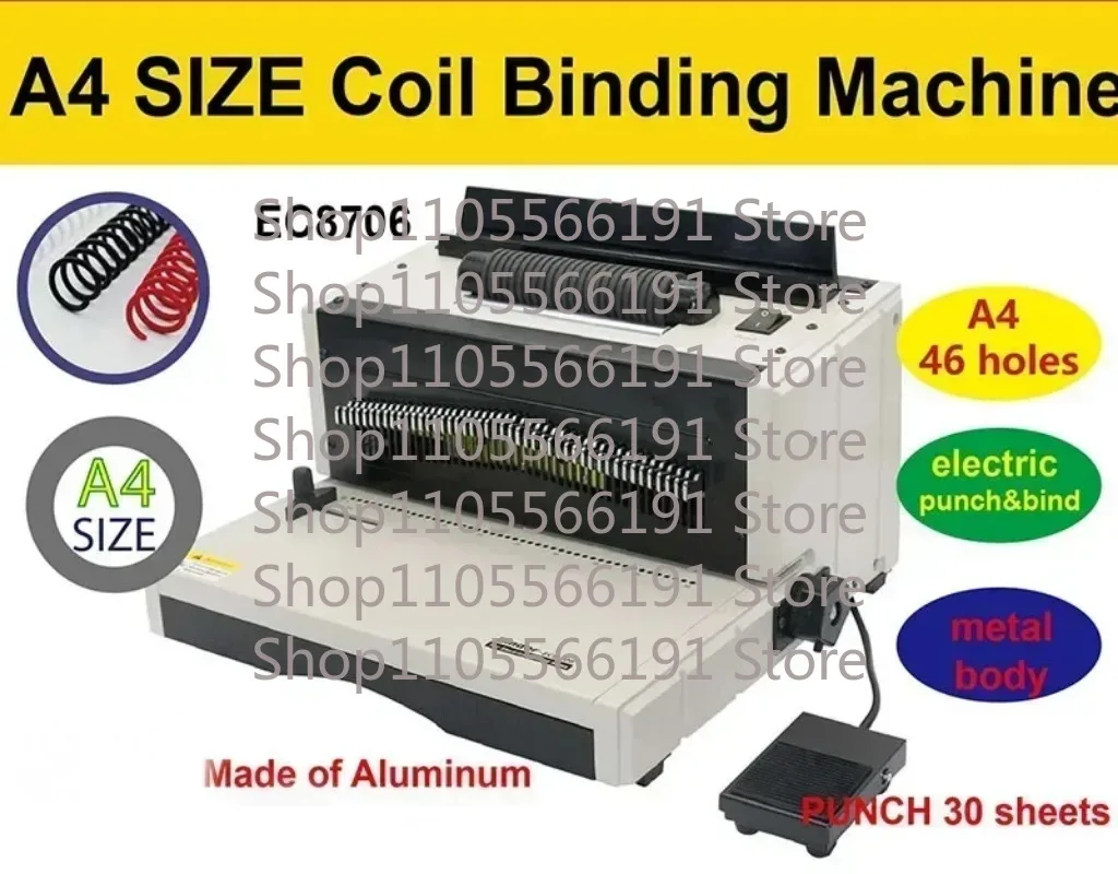 EC8706 Auto Punching & Spiral Coil Binding Equipment Document Hole Punch Coil Binding Machinery