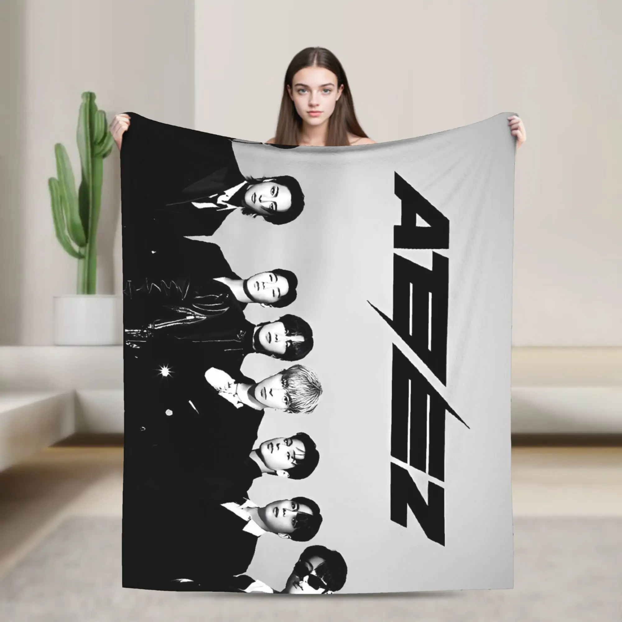 

Kpop Ateez Band Warm Soft Blanket Travel Office Plush Throw Blanket Funny Couch Bed Flannel Bedspread Sofa Bed Cover