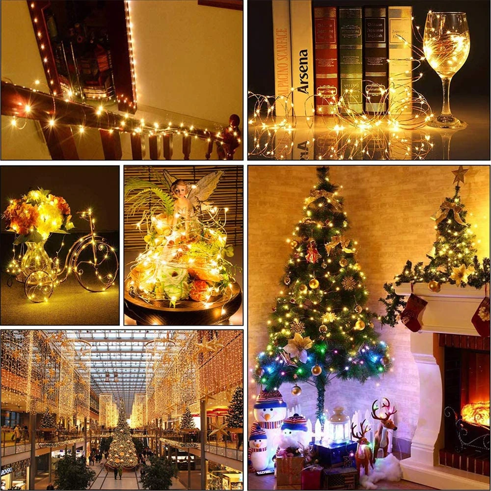 Copper Wire LED String Lights, Fairy Guirlanda, Bateria, Árvore de Natal, Festa de Casamento, Decoração de Férias, 1m, 2m, 3m, 5m, 10m