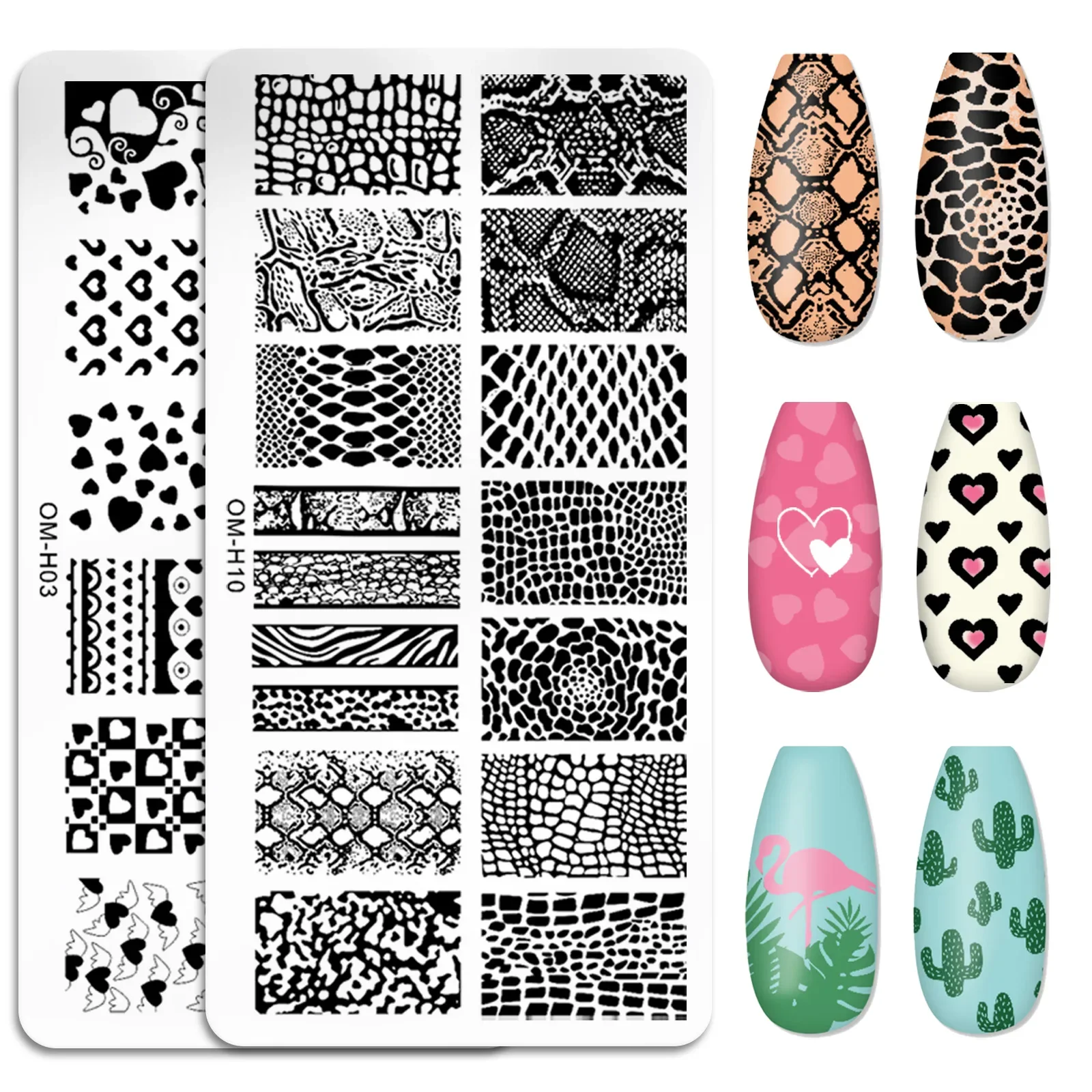 Nail Art Templates Natural Animal Snake Flower Grass Tree Image Nail Stamping Plates Set Mold 12*6cm Stamper Manicure Decoration