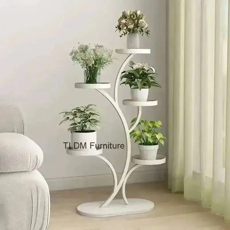 End Flower Rack Living Room Floor Standing Balcony Storage Universal Wheel Iron Flower Pot Bracket Multi-layer Outdoor