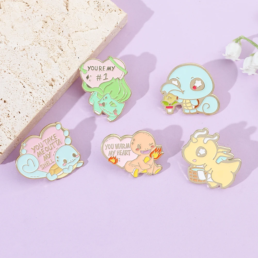 5 Pcs Cute Anime Brooch Personality Bulbasaur Squirtle Enamel Pin Metal Badge Jewelry Clothing Backpack Accessories Gift view 5