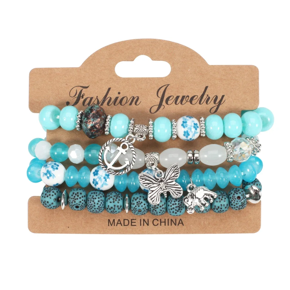 مجموعة أساور مطرزة بوهيمية - سوار قلادة على شكل فراشة على شكل فيل قابل للتكديس للنساء والفتيات هدية مجوهرات أنيقة #6