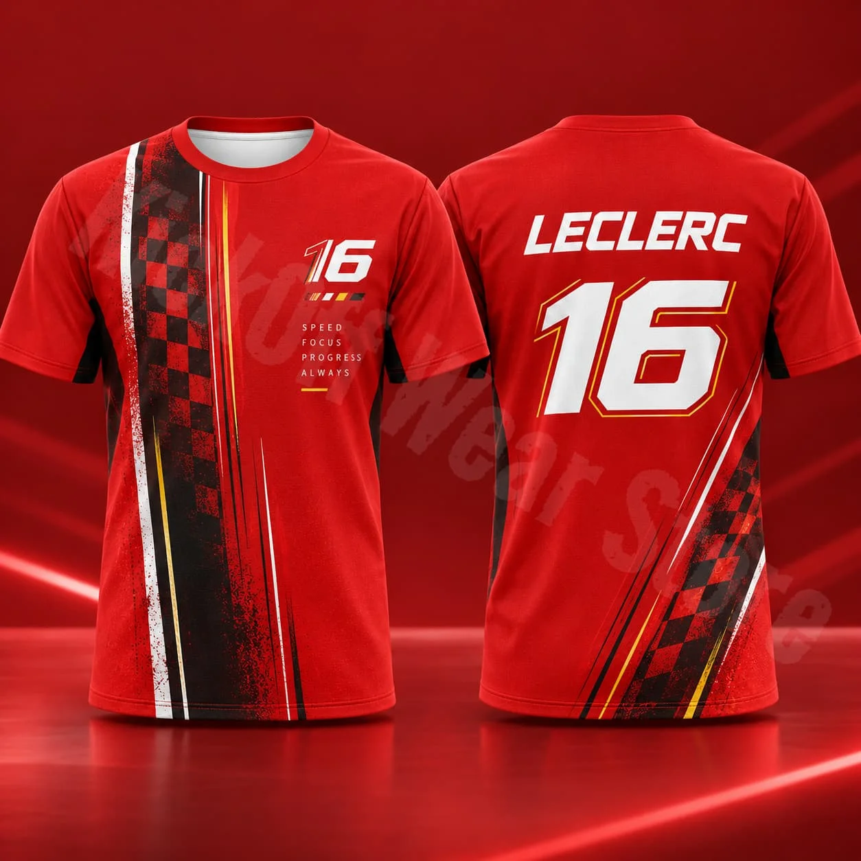Leclerc 16 Herren-T-Shirt, Sommer-Rennsport-Grafik-T-Shirt, Speed-Style, lässige Streetwear, Motorsport-Fan-Shirt, Unisex, Herren, Damen, Geschenk – Detail 9