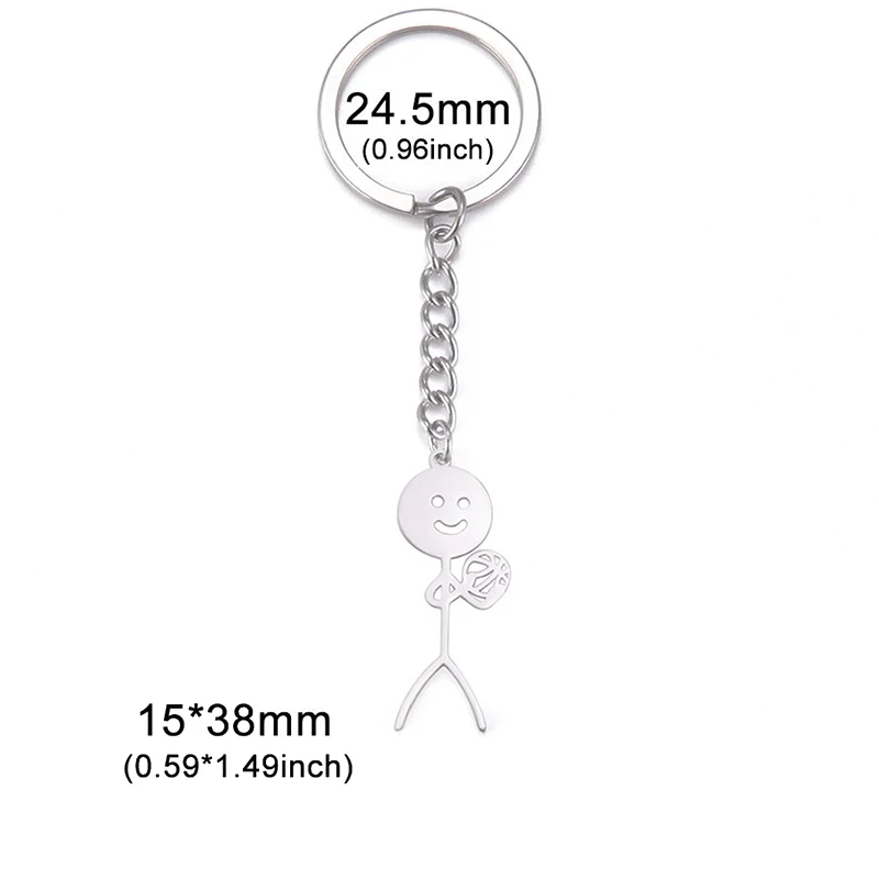 Śliczny brelok do kluczy Stickman Środkowy palec Śmieszna koszykówka w rękę Breloczek do kluczy Para Breloczek do kluczy samochodowych Plecak Charms Torba Decor