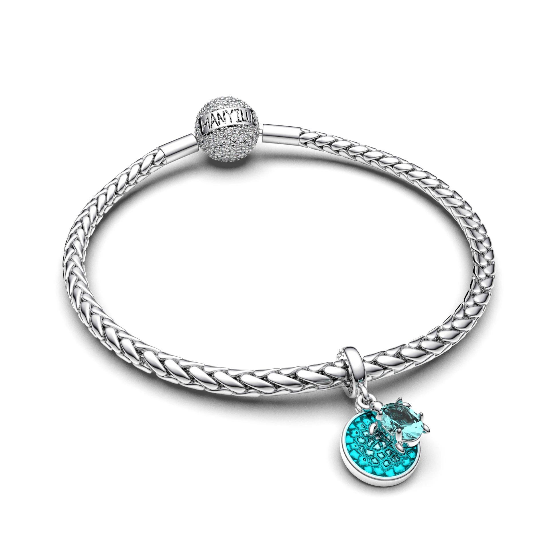 Manyilus S925 Silver Ocean Turtle Crystal Charm Original Bracelet Sparkling Sea Animal Jewelry Pendant DIY Nautical Life Gift view 3