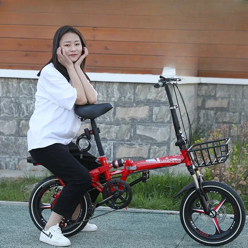 Folding Bike Unisex Adult 20 Inch Variable Speed Dual Disc Brake Dual Shock Absorber Ultra-light Student Bicycle