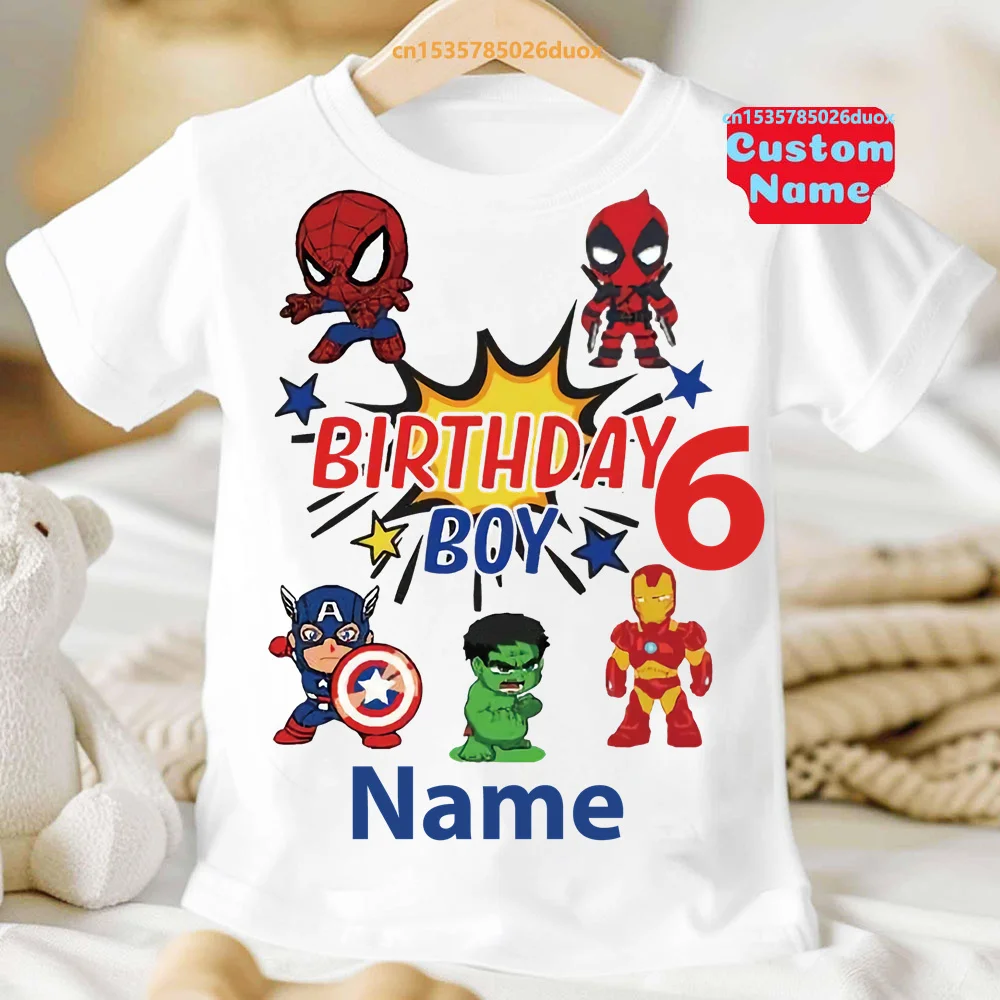 2 3 4 5 6 7 8 9 Spidey and His Amazing Friends Birthday Boy Short Sleeve Shirt Superhero Birthday Girl Personalize Name T-Shirt