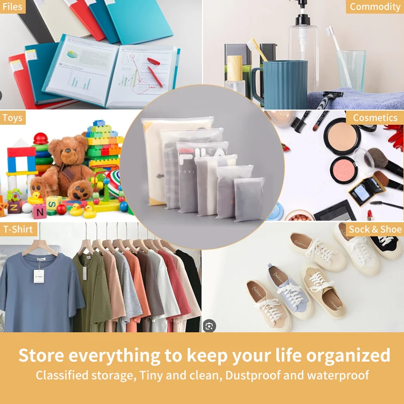 2025customized.Custom Zip Bag Packaging Transparent Zipper Resealable Clothes Packaging Frosted Plastic Pe Garment Packaging Fro