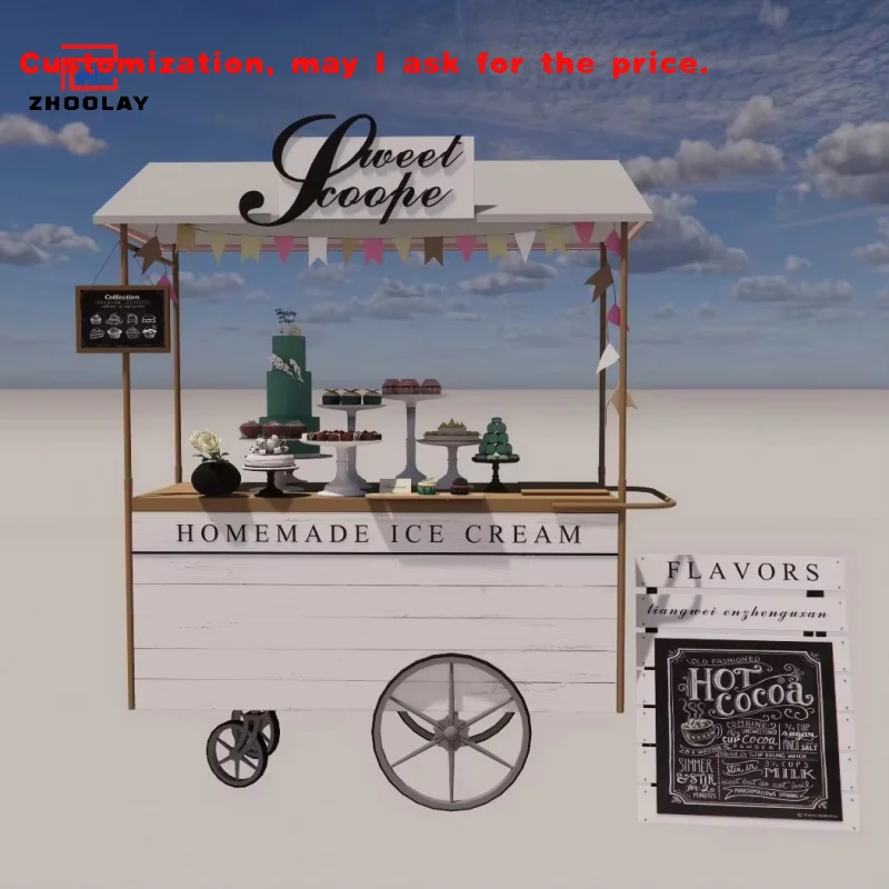 

custom.Food Snack Trolley Cart Shop Cart On Wheels Dump Trailer Beverage Milk Coffee Tea Cart