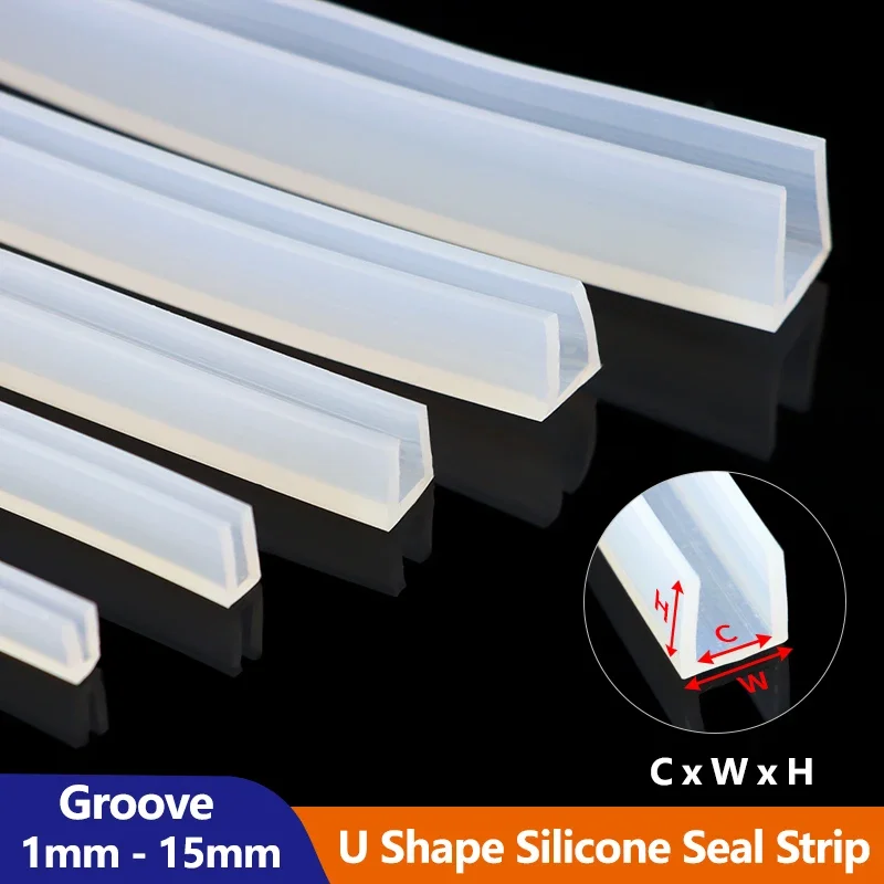 

1/3M Silicone Rubber U Shape Seal Strip Solid Gasket Window Car Door Shower Frameless Glass Edge Weatherstrip Soft Protect