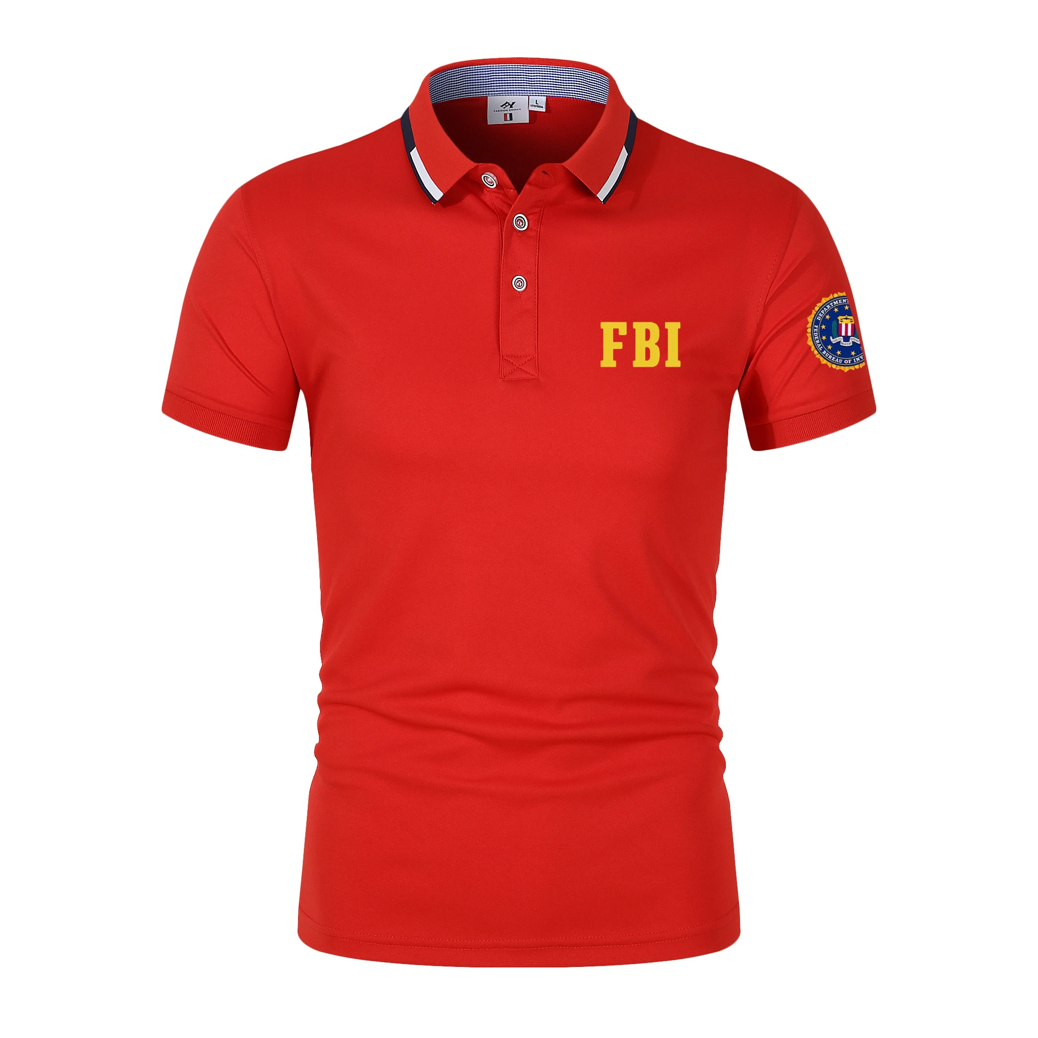 FBI New Men\'s Business Casual POLO Short Sleeved Smooth and Wrinkle Resistant Comfortable Top