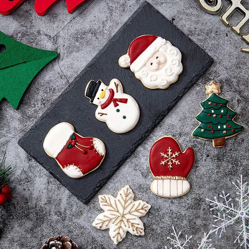 5Pcs/set Christmas Cookie Cutter Gingerbread Xmas Tree Mold Christmas Cake Decoration Tool Navidad Gift DIY Baking Biscuit Mould