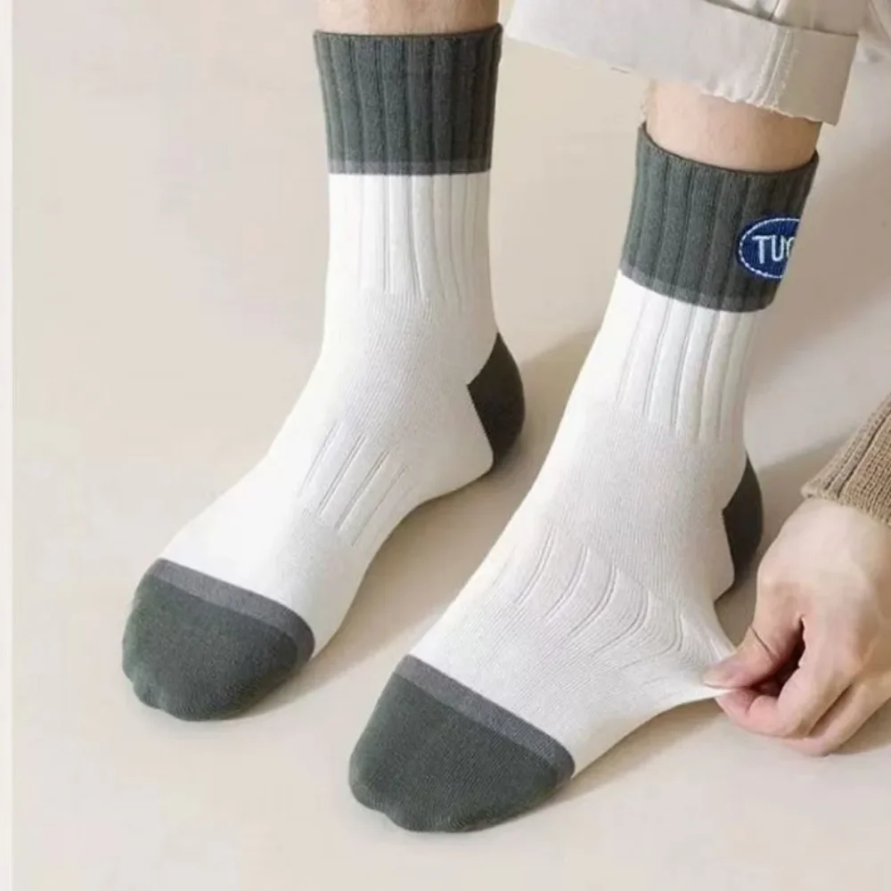 Men's Winter Thickened Mid-calf Socks, High Elastic Cuff Warm Thermal Socks, Cold Proof Daily Wear Socks