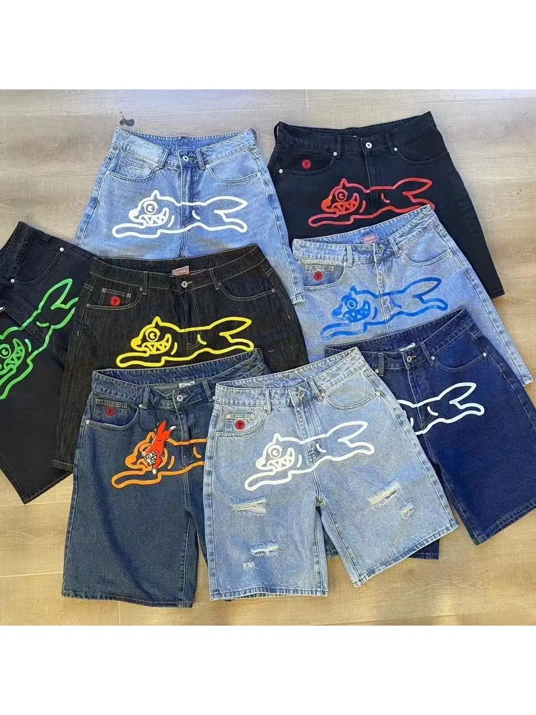 Topkwaliteit klassieke geprinte heren casual jeans shorts met rits, wijde pasvorm, capri heren denim shorts broek - afbeelding 2
