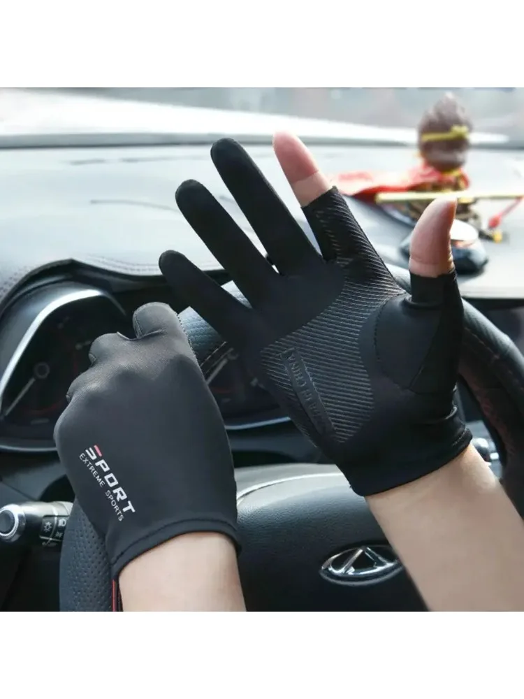 AliExpress NONE 1 pair Ice Silk Halffinger Cycling Gloves for Men and Women Outdoor Sports Fitness Driving Fishing Highelastic Comfortable