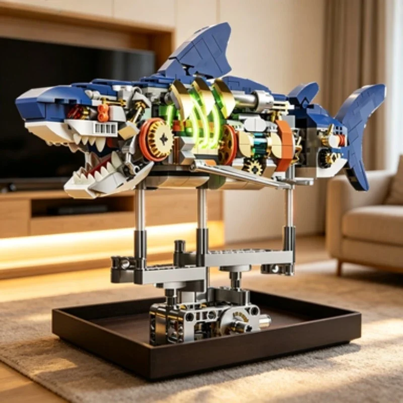 MOC DIY Mechanical Whale Building Blocks Kit, Creative Ocean‑Animal Assembly Model, Elegant Party Favor & Holiday Souvenir Gift