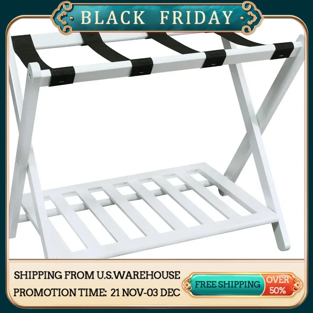 Shelf-White Luggage Rack, 26.75