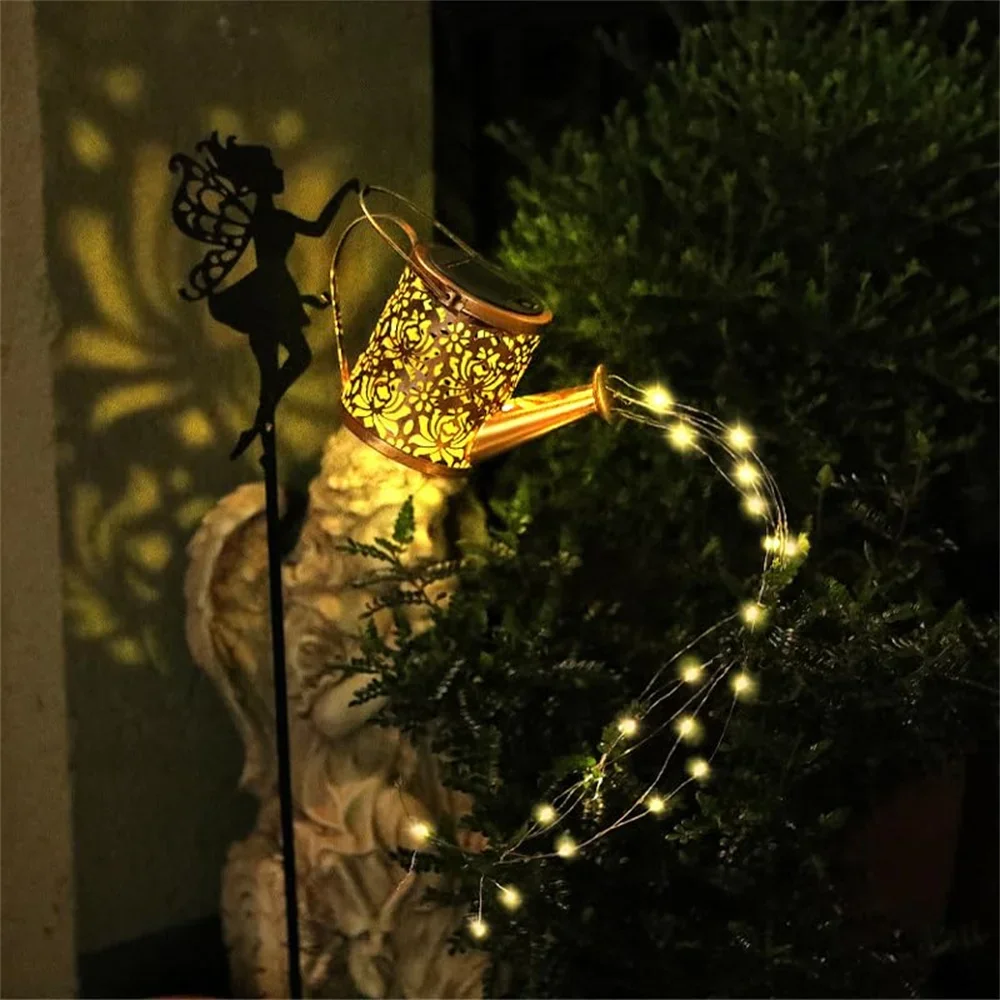 

Solar Fairy Watering Can Lights Outdoor Decorative Kettle with String Lights Waterproof Lawn Lightfor Garden Decor Angel Gifts