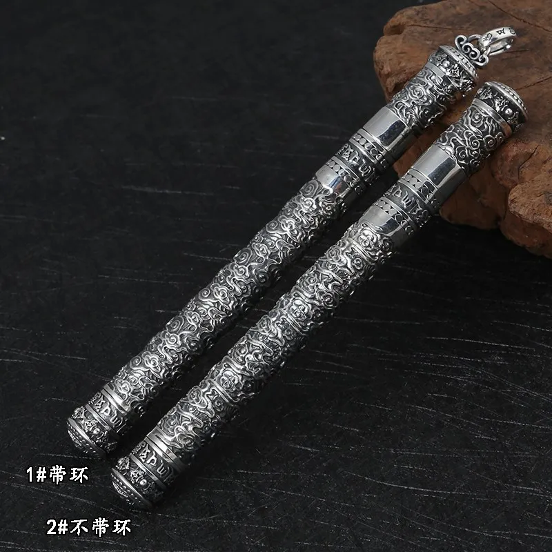 Sterling silver s925 six character truth necklace pendant Diamond pestle Thai silver pendant Creative ballpoint pen silver jewel