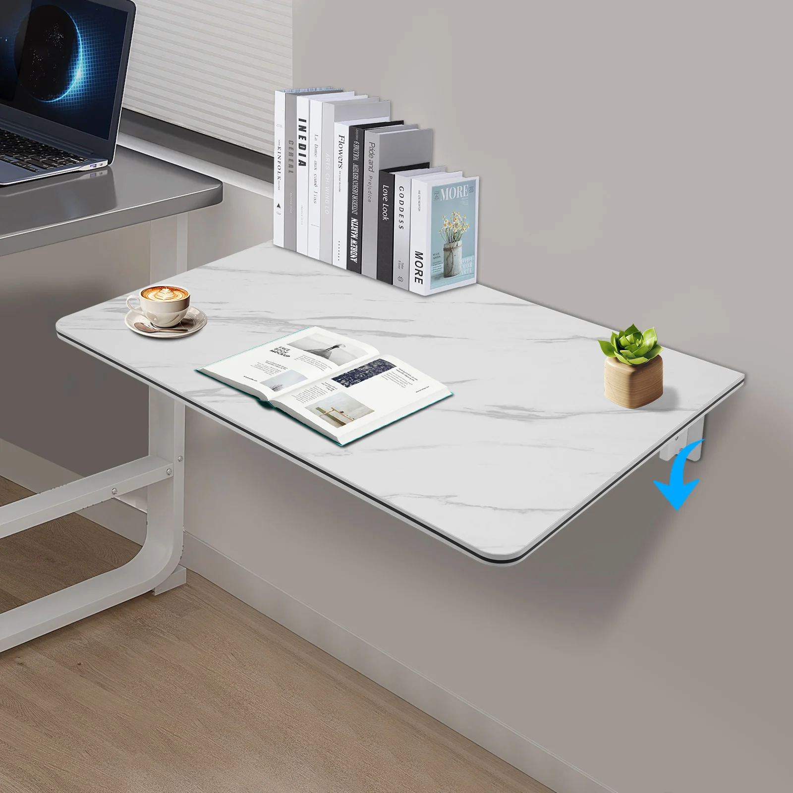 

Wall Mounted Foldable Desk Waterproof and Rust-proof 80x50cm Multi Functional Wall Mounted Folding Table, 66lbs Load for Home