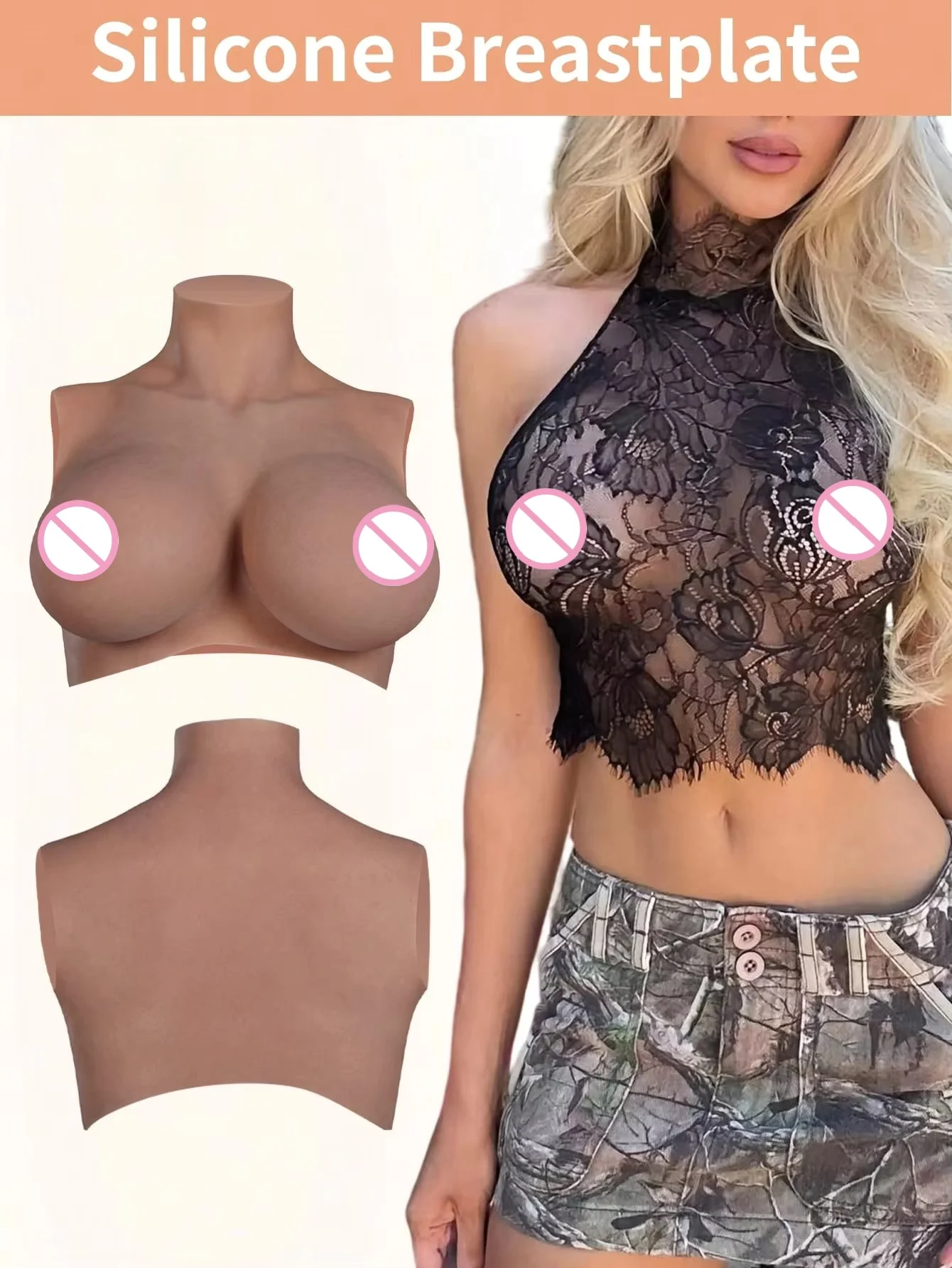 

1pc Upgrade High Collar Short Style Realistic Texture Silicone B-G Cup For Cosplay ，cross-dressing， transgender