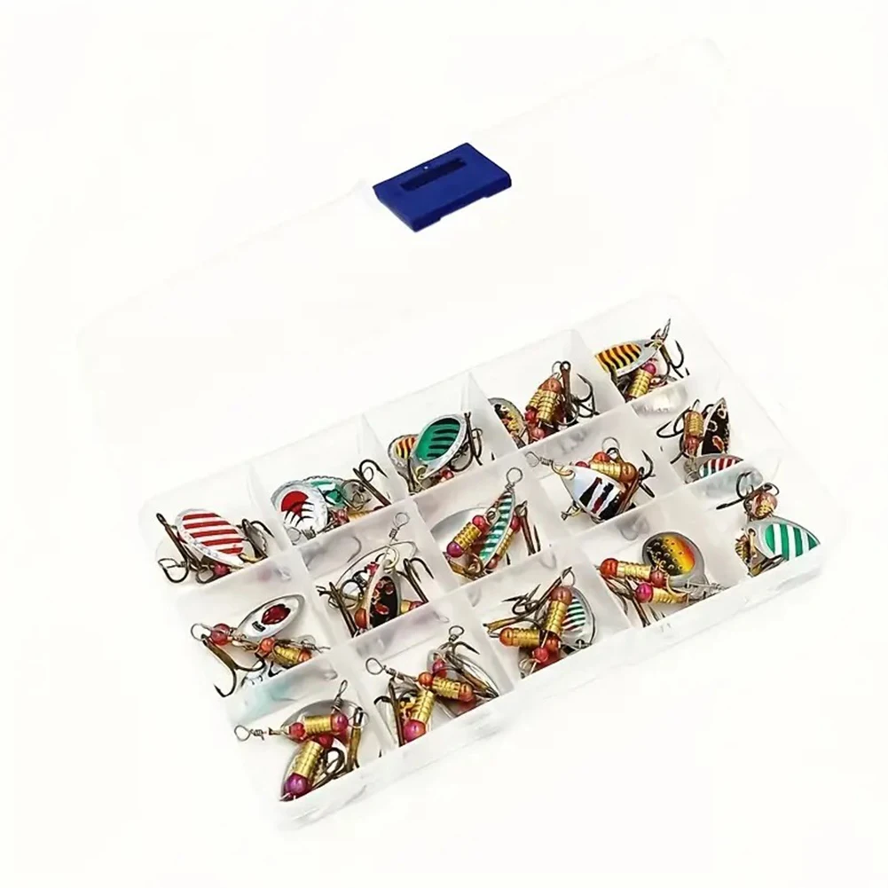 

30 шт. металлических вращающихся блесен-ложек с тройным крючком, приманки-крэнкбейты, рыболовные воблеры для ловли баса и щуки