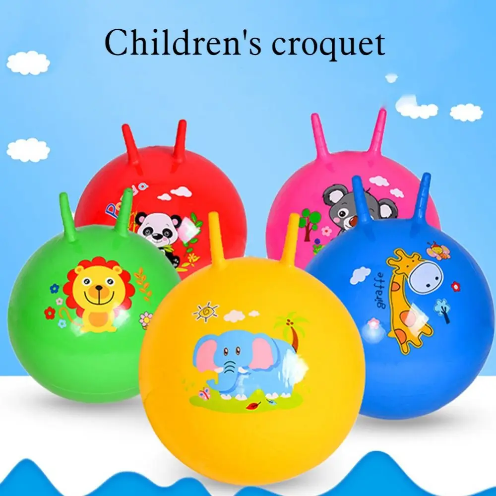 Toy Balls Bouncing Hopper Ball Handle Hopping Kids Bouncing Jumping Balls Bright Color Inflatable Bounce Balls Toy Kids Gift