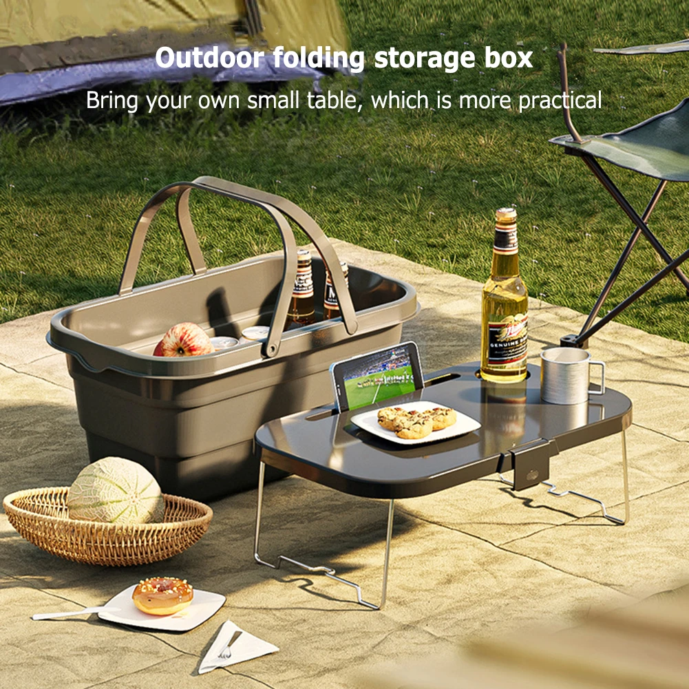 Collapsible Portable Picnic Bag with Foldable Table, Travel, Fishing, Car, Camping, Beach, Fridge, Outdoor Basket, 16L