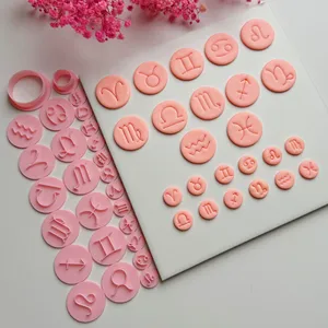 قوالب قطع طين البوليمر لأقراط قلادة DIY ، سلسلة كوكبة ، ليو ، ميزان ، حوض السمك ، الأسماك ، برج الحمل ، ختم الخط أعلى 12 مبيعات الراتنج قالب سكين مقبض - No10