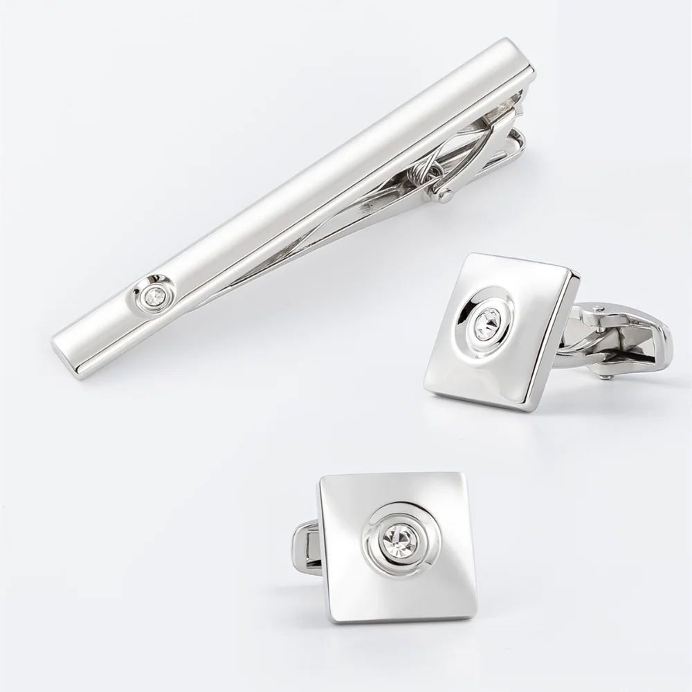 Vergulde enkelkristal vierkant - Tie Clip Set recensie en prijs
