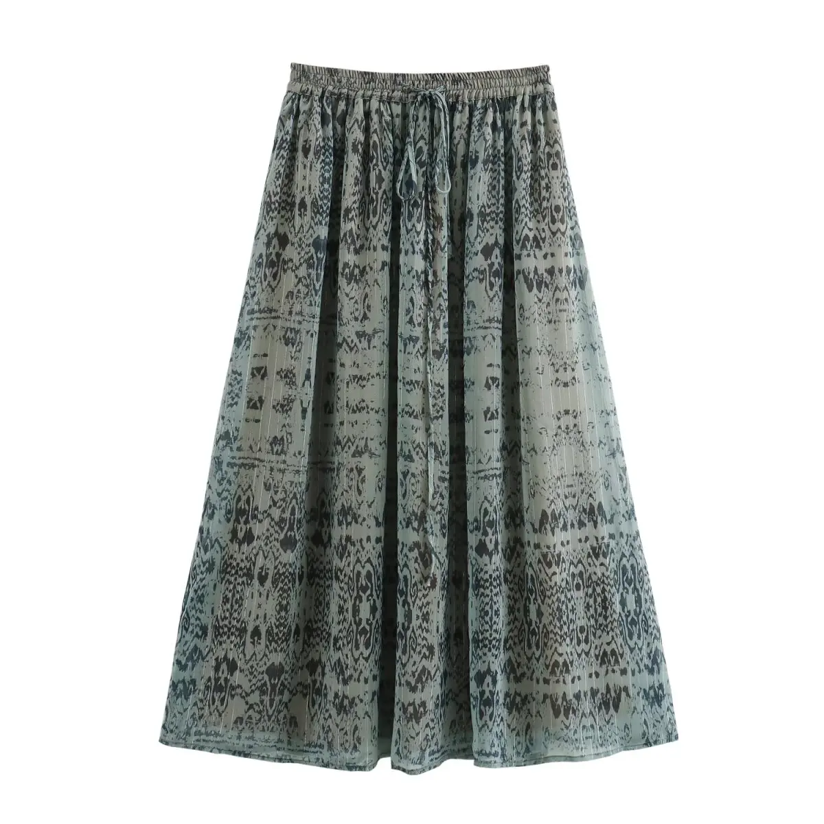 

2025 new women's clothing European and American style fashionable all-match metallic color line high waist skirt