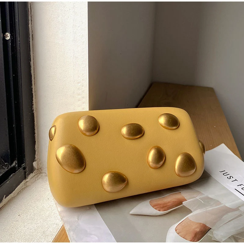 

Брендовые модные женские сумки, роскошные вечерние сумки с заклепками, элегантные сумки через плечо специальной формы в стиле ретро, клатч