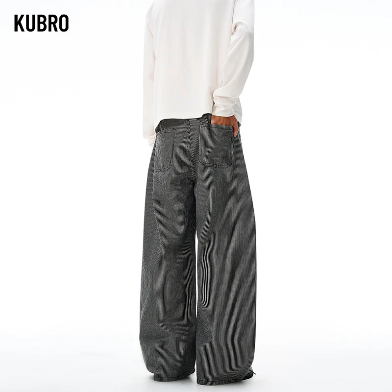 الرجعية مخطط سراويل تقليدية للرجال 2025 الخريف الشتاء فضفاضة تناسب بنطال ذو قصة أرجل واسعة الطابق طول تصميم الأزياء الرجال بناطيل كاجوال #4