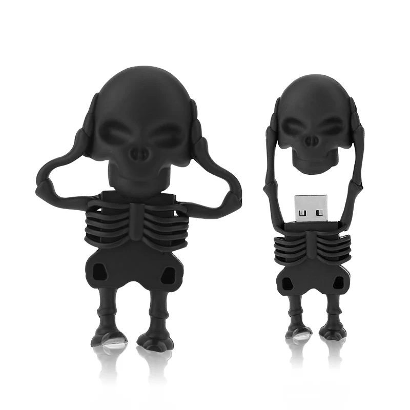 USB 2.0 Skeleton Man Flash Drive, Memory Stick, Disco U, Presentes de Halloween, 32GB, 64GB, 128GB, 256 GB, 4GB, 8GB, 16GB, 32GB