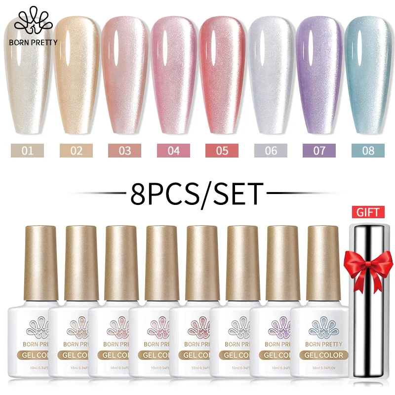 BORN PRETTY-Juego de esmalte de Gel magnético con forma de gato, luz de luna brillante, semipermanente, Kit de esmalte de uñas de Gel de cristal para decoración de uñas DIY