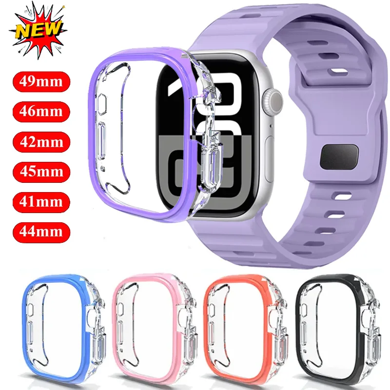 Custodia protettiva per PC per Apple Watch Ultra 1/2 49mm 10 46mm 42mm Shell iWatch 9 8 7 6 5 4 SE 45mm 41mm 44mm 40mm Accessori Cover