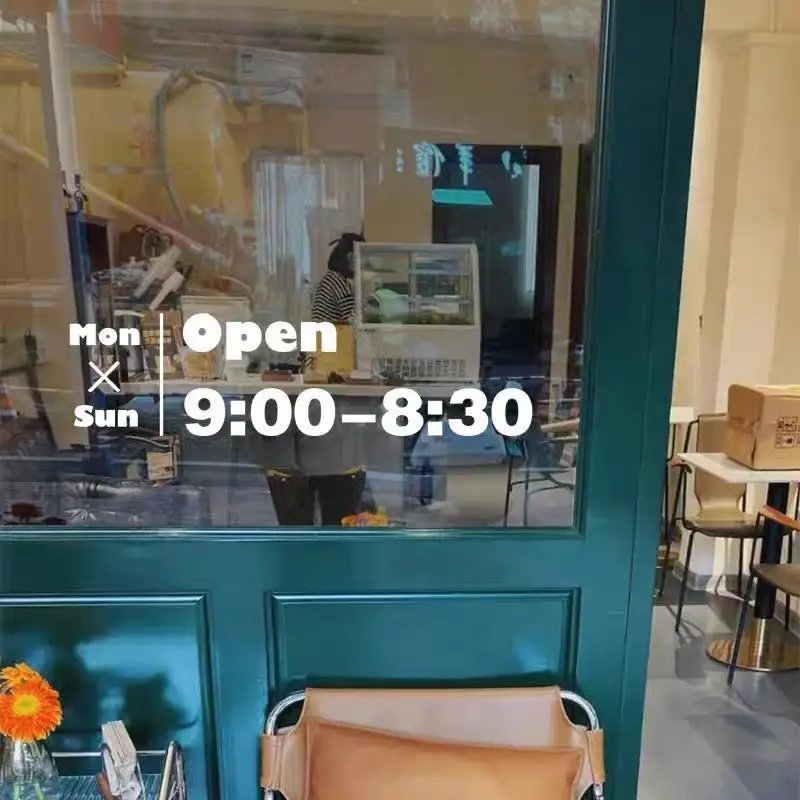 Customized Store Operating Hours Time Glass Door Stickers Can Be Noted Remark Time Logos Wall