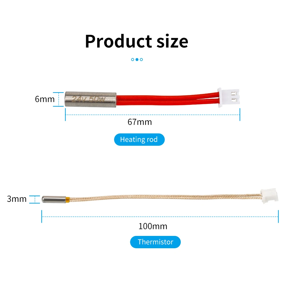 

Нагревательный элемент для 3D-принтера Neptune 4, картриджный нагреватель 50 Вт, термисторный стержень 24 В для Elegoo Neptune 4 Pro, запчасти для хотэнда