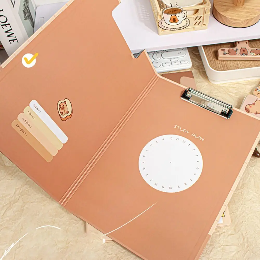 Cute Capybara A4 Folder Board Cartoon Multifunctional File Folder Paper School Supplies Writing Board Universal