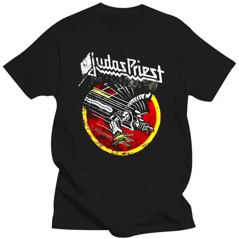 Judas Priest T-Shirt Cool Black Graphic Print Retro Vintage Band Tees for Men