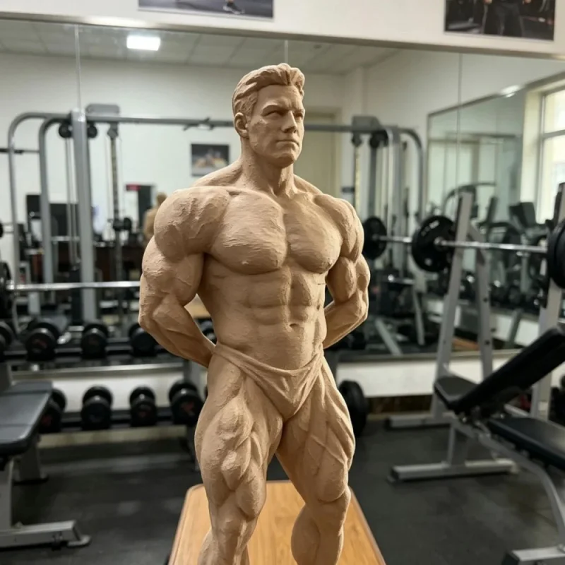 Bodybuilding Competition 3D Printed Muscular Man Sculpture Tabletop Gym Decor Item Model Figurine, Height 20cm