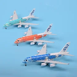 20CM Airbus A380 Cartoon Sea Turtle Airlines Diecast Airplane Model Toys 1:400 Scale Model Planes With Landing Gears Alloy