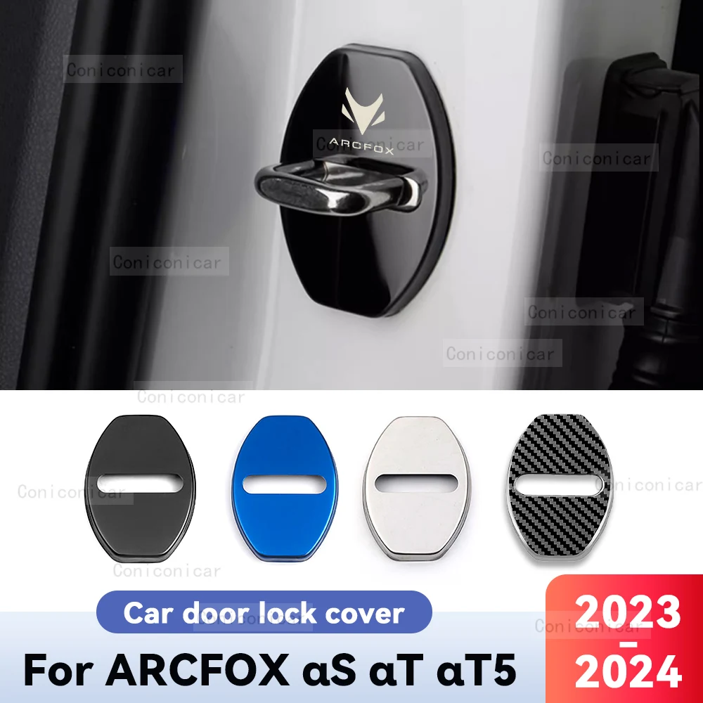 For ARCFOX αS αT αT5 2023 2024 Car Door Lock Protection Cover Decoration Emblems Case Auto Trim Stainless steel Accessories