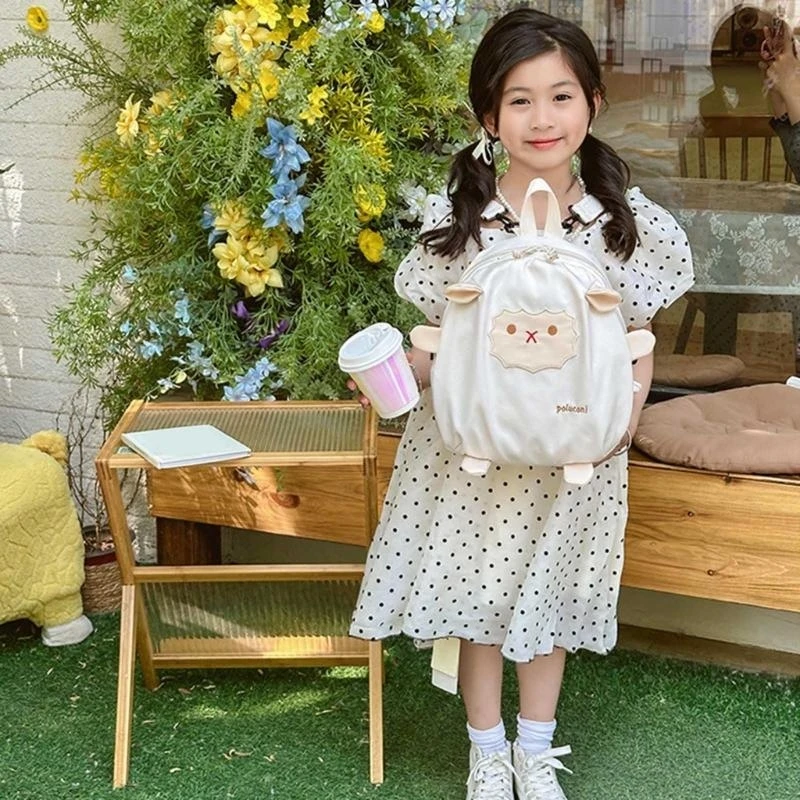 D46d niedliche Cartoon Schaf -Rucksack für Girl Boy Kid Kinder Kinder Kindergärten Schultasche Crossbody Tasche Japanischer Stil