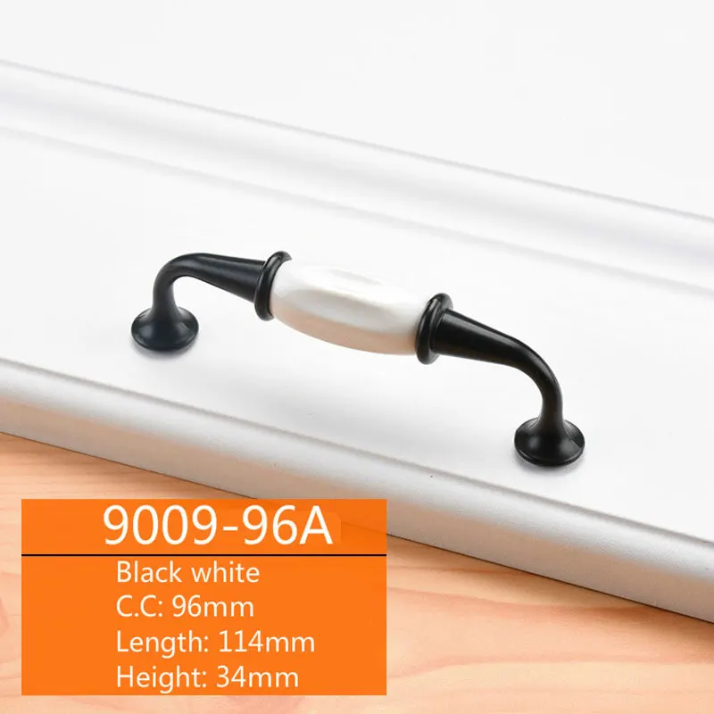 Cabinet Ceramic Black White Handle European Aluminum Wardrobe Door Handle Drawer Modern Minimalist Handle Furniture Hardware