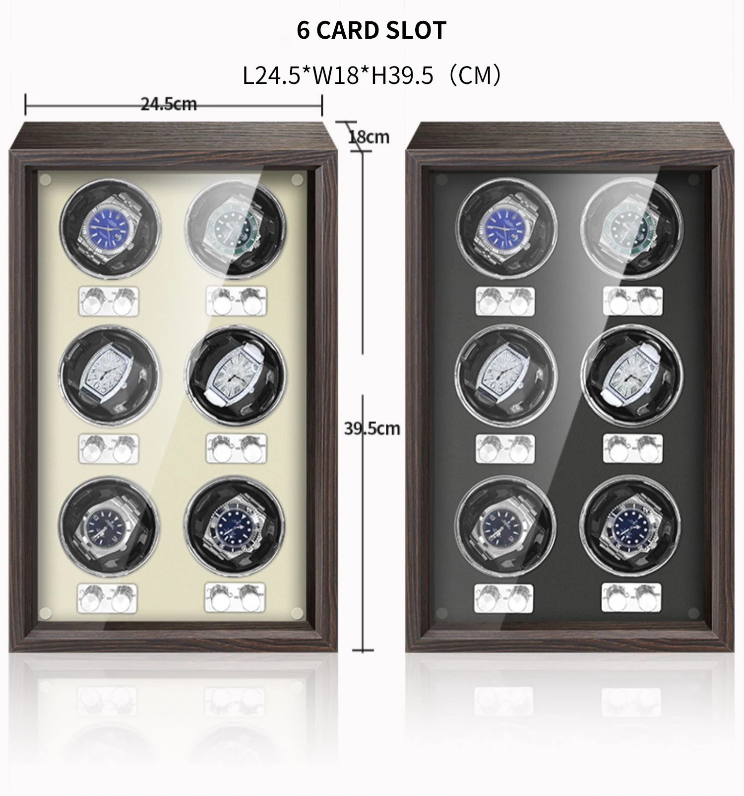 IBBETON Luxus-Uhrenbeweger aus Holz, High-End, 2 4, 6 Fächer, automatische Uhrenbox mit Mabuchi-Stummschaltungsmotor, Uhrenschrank, Uhrenaufbewahrung – Detail 11